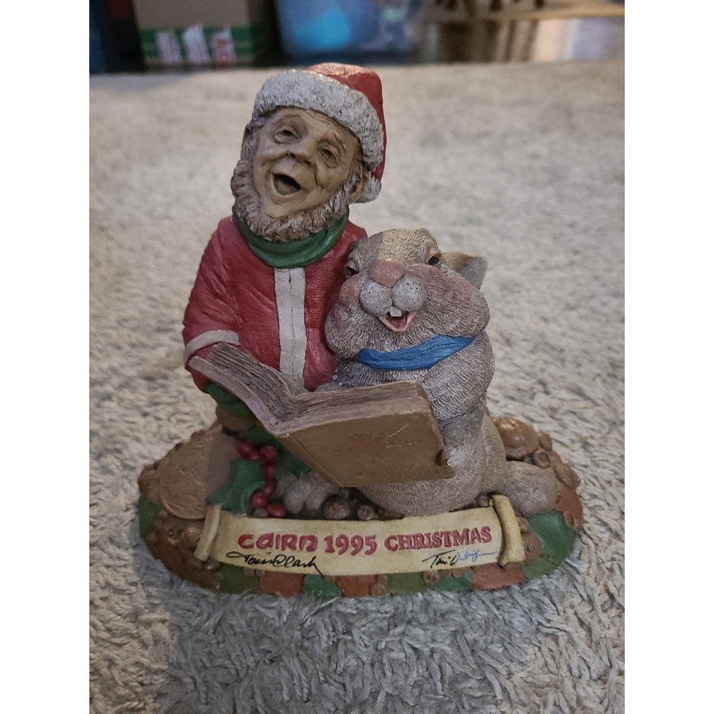 Vintage - Tom Clark: Cairn 1995 Christmas - Singing Gnome Bunny Rabbit Figurine
